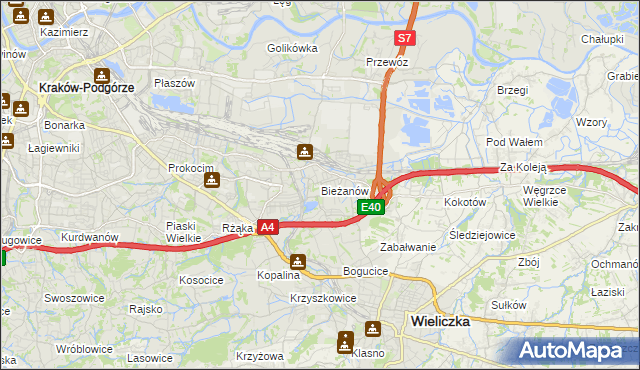 mapa Bieżanów, Bieżanów na mapie Targeo