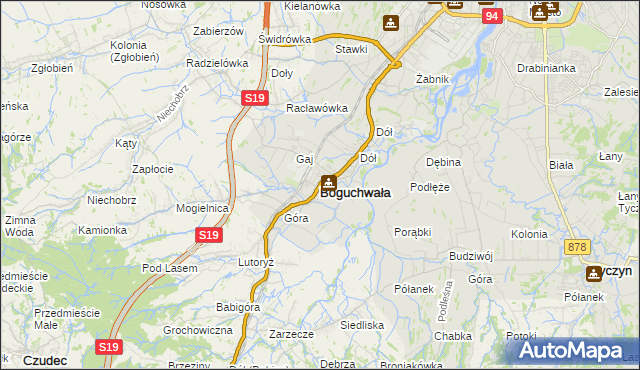 mapa Boguchwała powiat rzeszowski, Boguchwała powiat rzeszowski na mapie Targeo