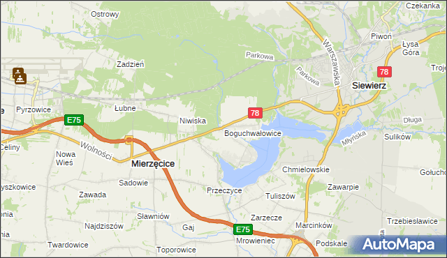 mapa Boguchwałowice, Boguchwałowice na mapie Targeo