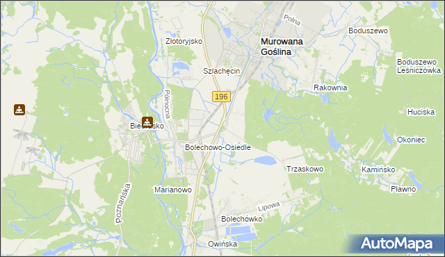 mapa Bolechowo gmina Czerwonak, Bolechowo gmina Czerwonak na mapie Targeo