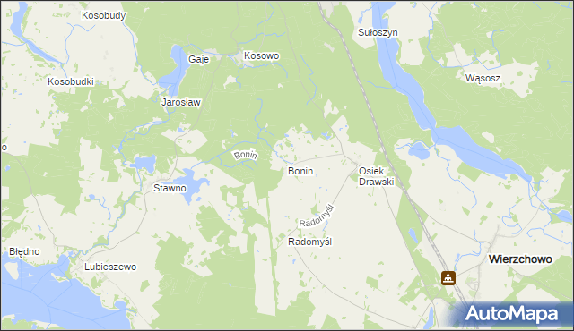 mapa Bonin gmina Wierzchowo, Bonin gmina Wierzchowo na mapie Targeo