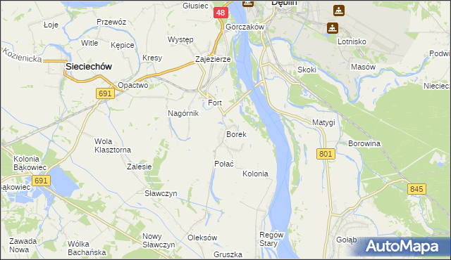 mapa Borek gmina Gniewoszów, Borek gmina Gniewoszów na mapie Targeo
