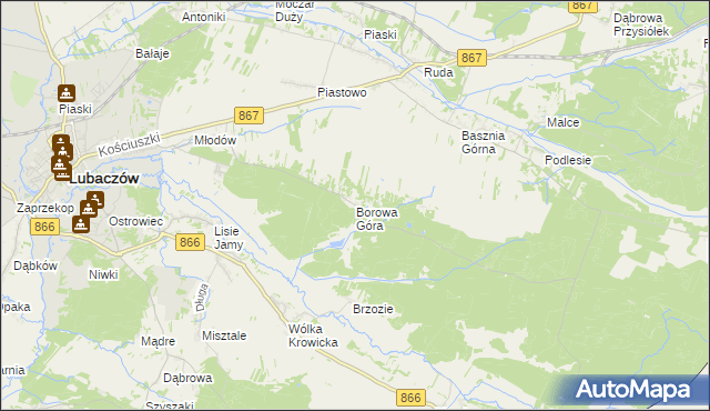 mapa Borowa Góra gmina Lubaczów, Borowa Góra gmina Lubaczów na mapie Targeo