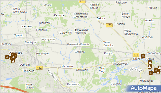 mapa Borszewice Kolejowe, Borszewice Kolejowe na mapie Targeo