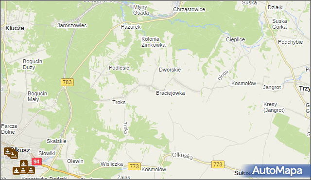 mapa Braciejówka, Braciejówka na mapie Targeo