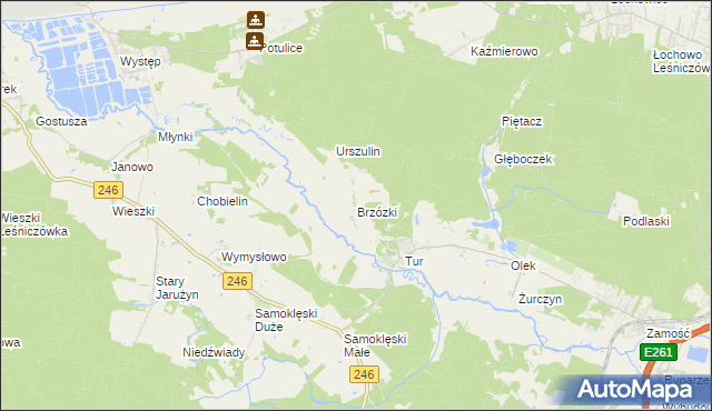 mapa Brzózki gmina Szubin, Brzózki gmina Szubin na mapie Targeo
