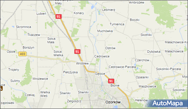 mapa Cedrowice, Cedrowice na mapie Targeo