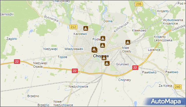 mapa Chojnic, Chojnice na mapie Targeo