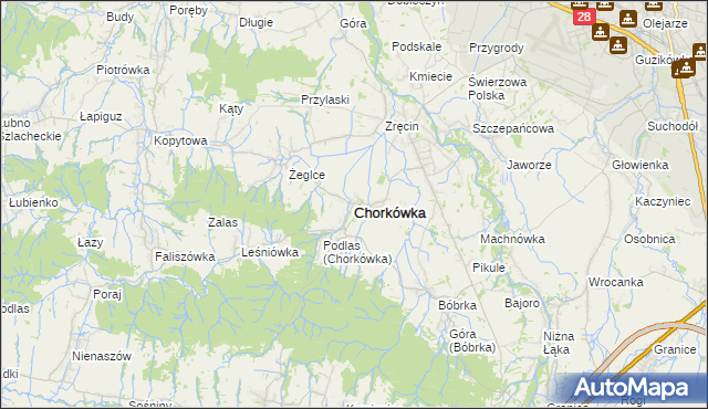 mapa Chorkówka, Chorkówka na mapie Targeo