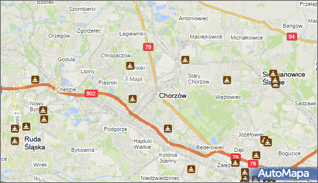 mapa Chorzów, Chorzów na mapie Targeo