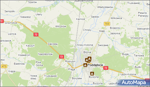 mapa Chropy-Kolonia, Chropy-Kolonia na mapie Targeo