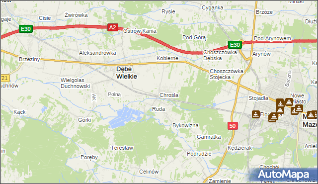 mapa Chrośla, Chrośla na mapie Targeo