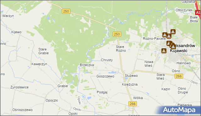 mapa Chrusty gmina Aleksandrów Kujawski, Chrusty gmina Aleksandrów Kujawski na mapie Targeo