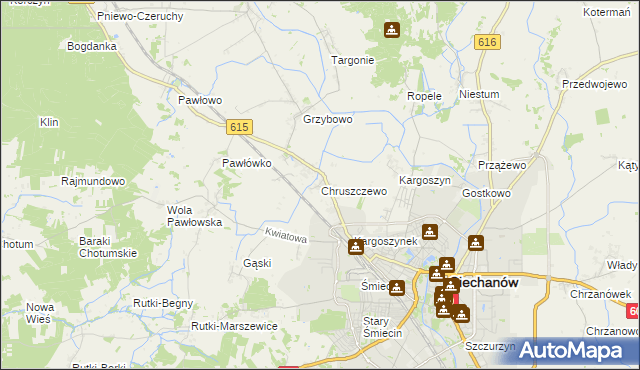 mapa Chruszczewo, Chruszczewo na mapie Targeo