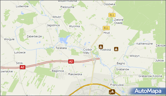 mapa Cicibór Mały, Cicibór Mały na mapie Targeo