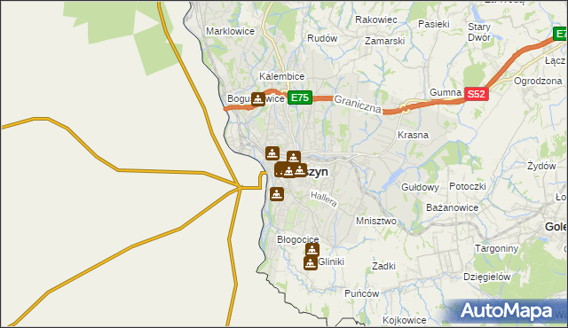 mapa Cieszyna, Cieszyn na mapie Targeo