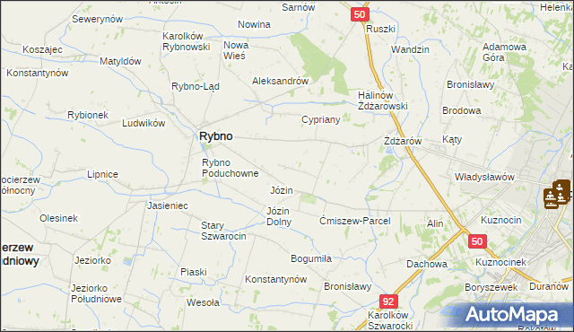mapa Ćmiszew Rybnowski, Ćmiszew Rybnowski na mapie Targeo