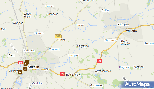 mapa Częszyce, Częszyce na mapie Targeo