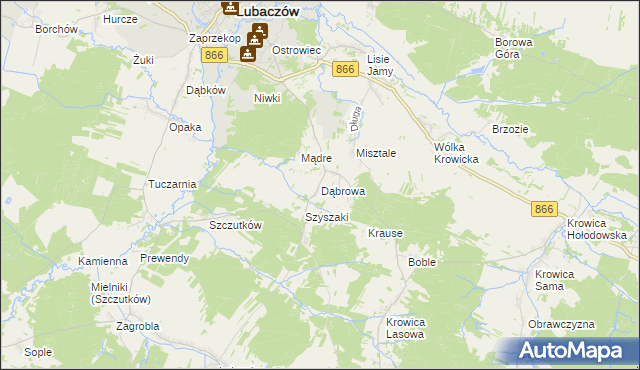 mapa Dąbrowa gmina Lubaczów, Dąbrowa gmina Lubaczów na mapie Targeo