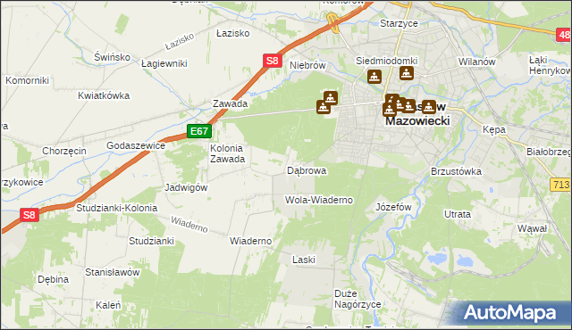 mapa Dąbrowa gmina Tomaszów Mazowiecki, Dąbrowa gmina Tomaszów Mazowiecki na mapie Targeo