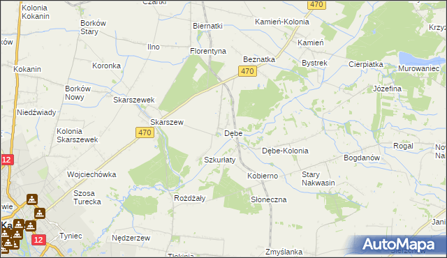 mapa Dębe gmina Żelazków, Dębe gmina Żelazków na mapie Targeo