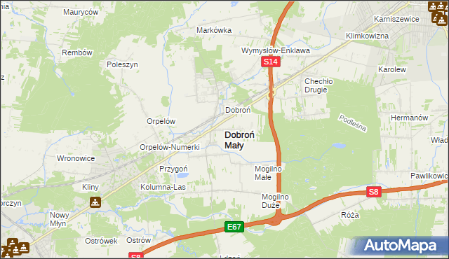 mapa Dobroń Mały, Dobroń Mały na mapie Targeo