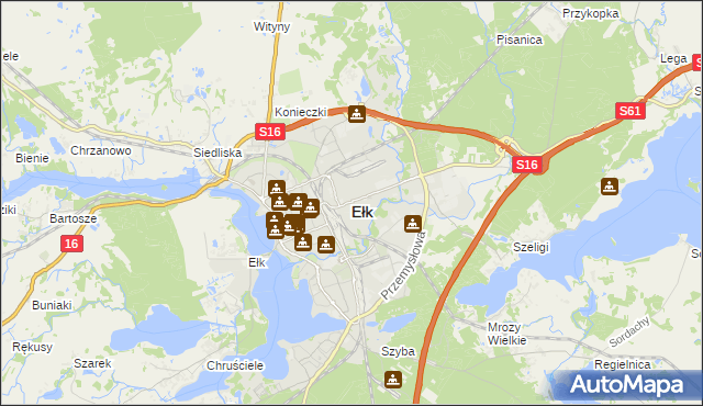 mapa Ełku, Ełk na mapie Targeo