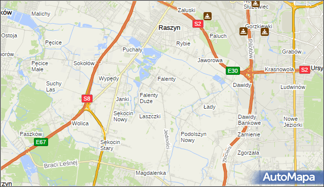 mapa Falenty Nowe, Falenty Nowe na mapie Targeo