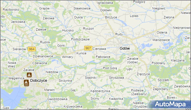 mapa Fałkowice gmina Gdów, Fałkowice gmina Gdów na mapie Targeo