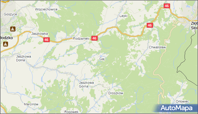 mapa Gaj gmina Kłodzko, Gaj gmina Kłodzko na mapie Targeo