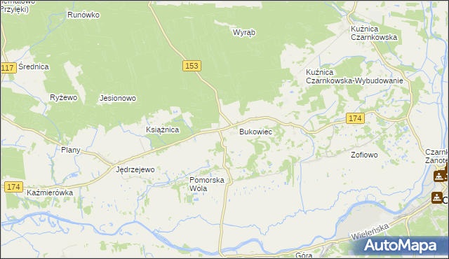 mapa Gajewo gmina Czarnków, Gajewo gmina Czarnków na mapie Targeo