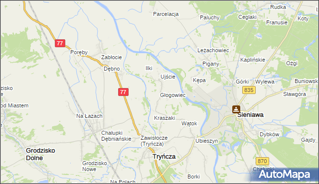 mapa Głogowiec gmina Tryńcza, Głogowiec gmina Tryńcza na mapie Targeo