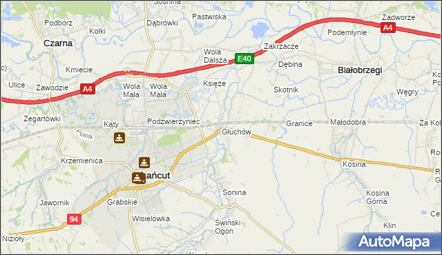 mapa Głuchów gmina Łańcut, Głuchów gmina Łańcut na mapie Targeo