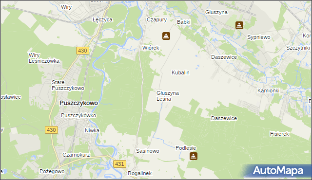 mapa Głuszyna Leśna, Głuszyna Leśna na mapie Targeo