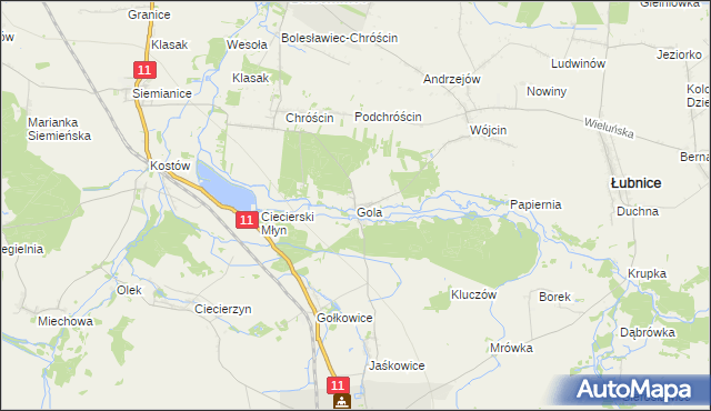 mapa Gola gmina Bolesławiec, Gola gmina Bolesławiec na mapie Targeo