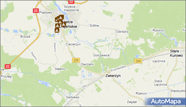 mapa Golczewice, Golczewice na mapie Targeo