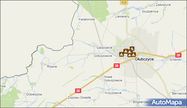 mapa Gołuszowice, Gołuszowice na mapie Targeo