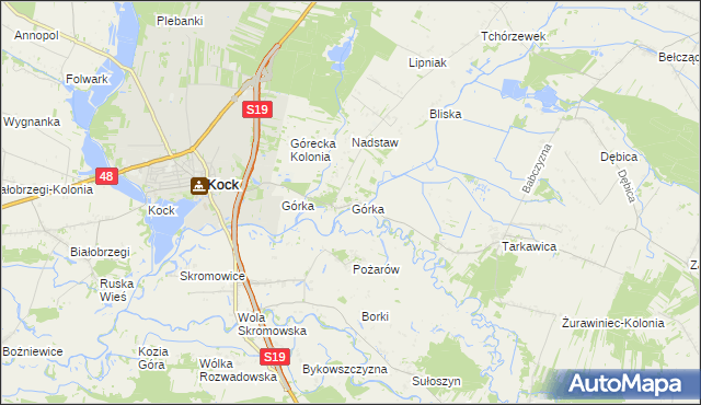 mapa Górka gmina Kock, Górka gmina Kock na mapie Targeo