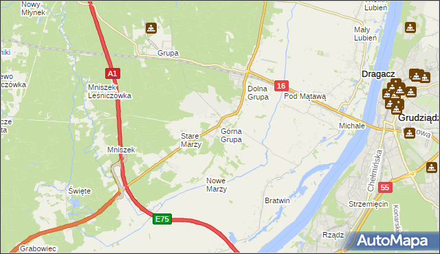 mapa Górna Grupa, Górna Grupa na mapie Targeo