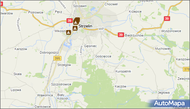 mapa Gościęcice, Gościęcice na mapie Targeo