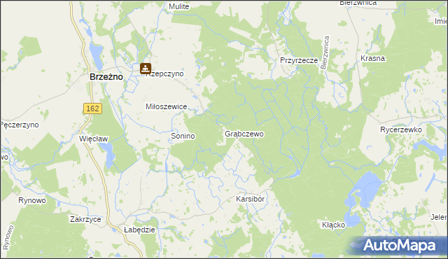 mapa Grąbczewo gmina Brzeżno, Grąbczewo gmina Brzeżno na mapie Targeo