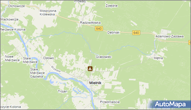 mapa Grabowiec gmina Mielnik, Grabowiec gmina Mielnik na mapie Targeo