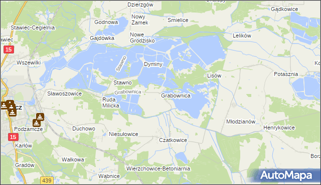 mapa Grabownica gmina Milicz, Grabownica gmina Milicz na mapie Targeo