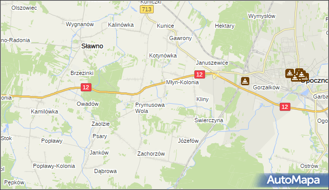 mapa Grążowice, Grążowice na mapie Targeo