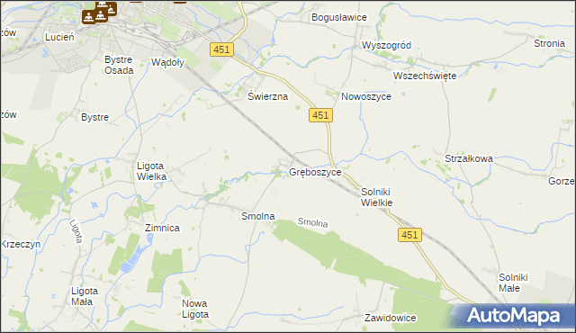 mapa Gręboszyce, Gręboszyce na mapie Targeo