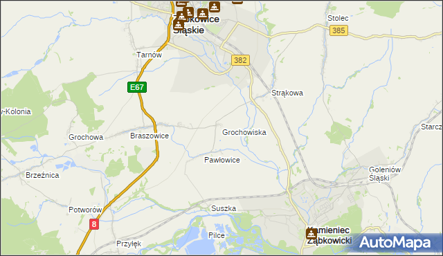 mapa Grochowiska gmina Ząbkowice Śląskie, Grochowiska gmina Ząbkowice Śląskie na mapie Targeo