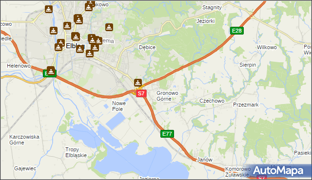 mapa Gronowo Górne, Gronowo Górne na mapie Targeo