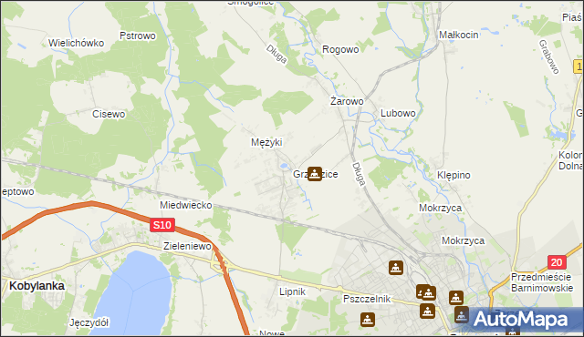 mapa Grzędzice, Grzędzice na mapie Targeo