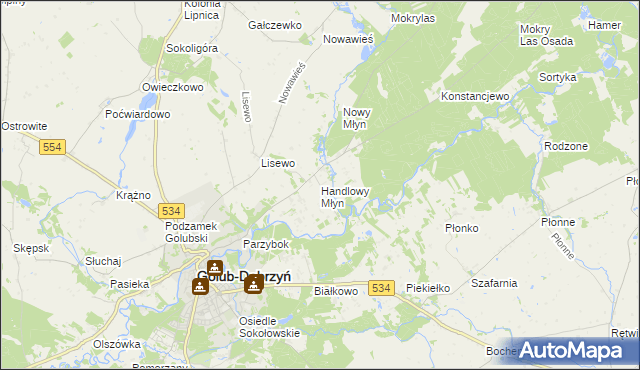 mapa Handlowy Młyn, Handlowy Młyn na mapie Targeo