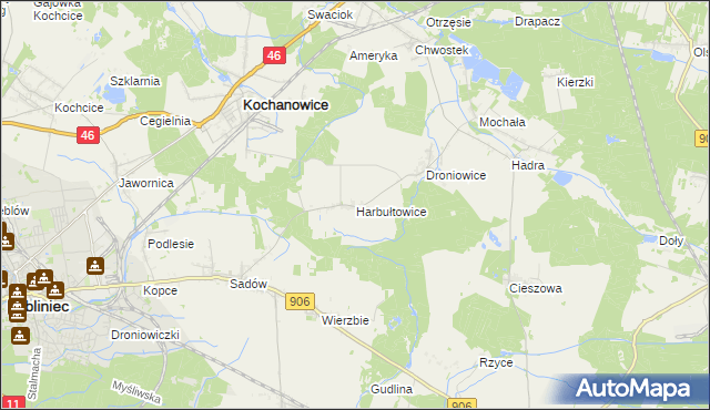 mapa Harbułtowice, Harbułtowice na mapie Targeo